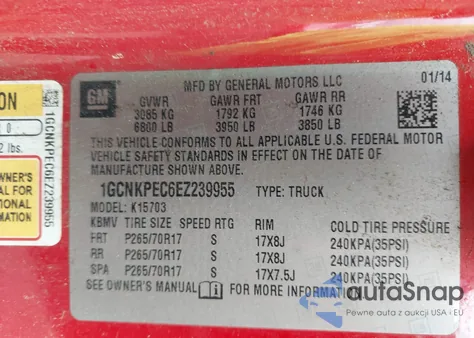 2014 Chevrolet Silverado 1500 Work Truck 2Wt из США, поврежденный, VIN 1GCNKPEC6EZ239955